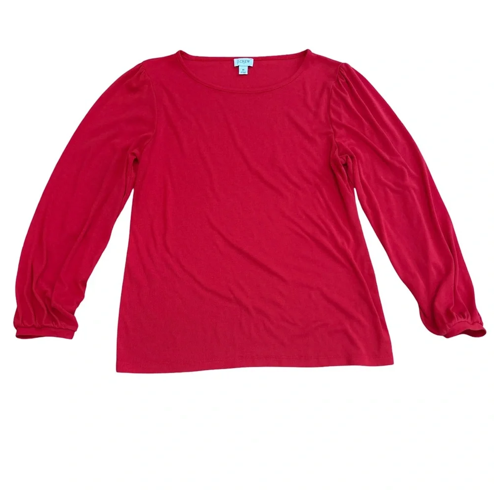 J.Crew Red Puff Sleeve Long Sleeve Top Size M